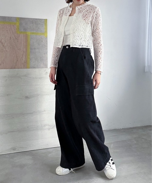 EPIMI E'PIMMY（エピミエピミー）の「フラワーレースブラウスカーディガン（カーディガン/ボレロ・レディース・オフホワイト/アイボリー/ブラック/オリーブ・MEDIUM）」の5枚目の写真