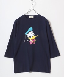 Disney（ディズニー）キャラクターフェイスプリント七分袖Tシャツ/ロンT
