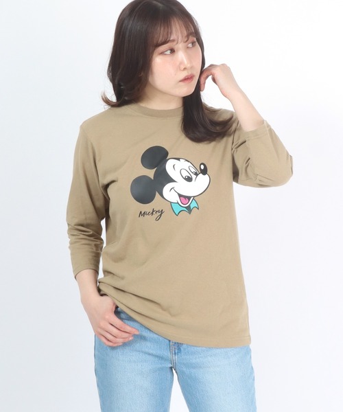セール】Disney（ディズニー）キャラクターフェイスプリント七分袖T