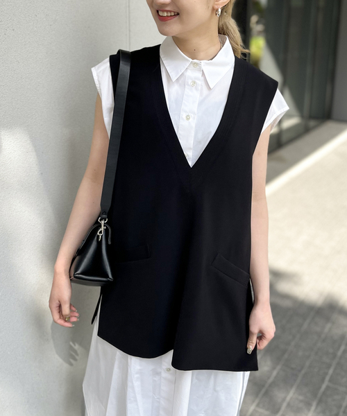 JOINT WORKS（ジョイントワークス）の「ダブルクロス 5ST ベスト（ベスト・レディース・ブラック・FREE）」の2枚目の写真