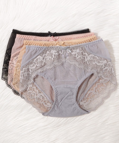セール】4枚セット レースフルバックショーツ（ショーツ）｜Lace