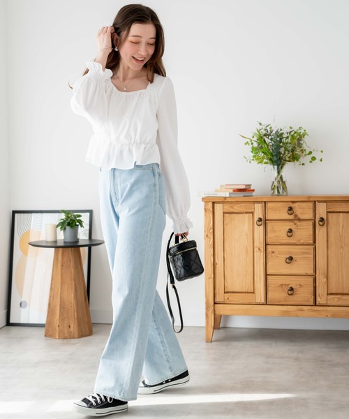 WEGO（ウィゴー）の「WEGO/ポコポコバックリボンブラウス（シャツ/ブラウス・レディース・ライトイエロー/ホワイト・FREE）」の3枚目の写真