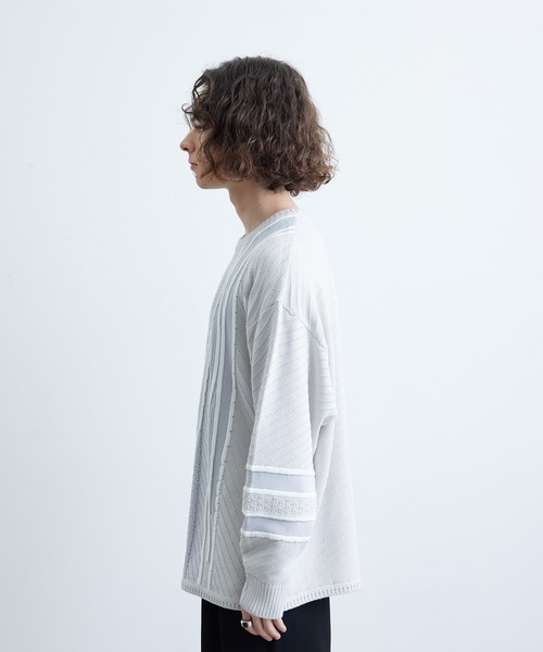 JUNRED（ジュンレッド）の「3Dビッグクルーニット（ニット/セーター・メンズ・ライトグレー/ダークブラウン/ブラック・S/M/L）」の16枚目の写真