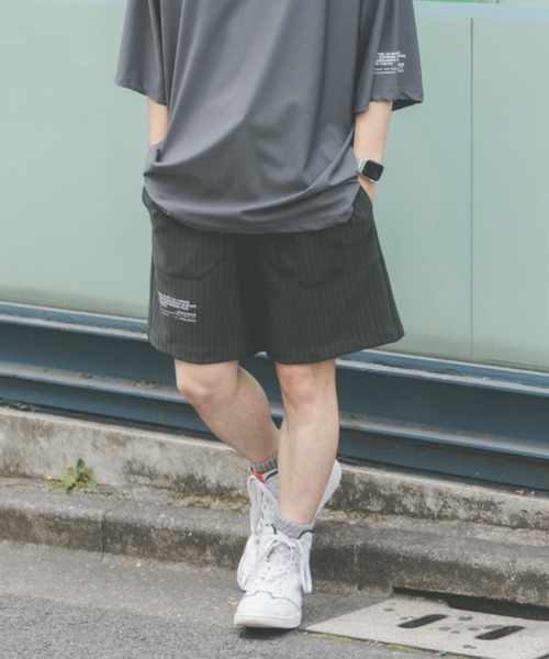 SUPERTHANKS（スーパーサンクス）の「ストレッチジャージ素材ストライプショートパンツ(ユニセックス)JERSEY-STRIPE SHORT PANTS（その他パンツ・メンズ・ブラック/チャコールグレー/ダークグリーン/ライトグレー・M/S/L）」の4枚目の写真