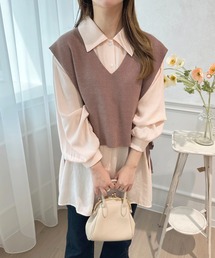 ニットベスト×シャツミニワンピ【ZOZOTOWN限定アイテム】