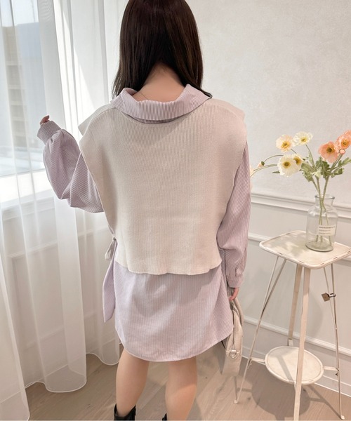 apres jour(アプレジュール)の「ニットベスト×シャツミニワンピ【ZOZOTOWN限定アイテム】(シャツワンピース・レディース・ネイビー/ラベンダー/ピンク/ピンクベージュ・フリー/X-LARGE)」の18枚目の写真