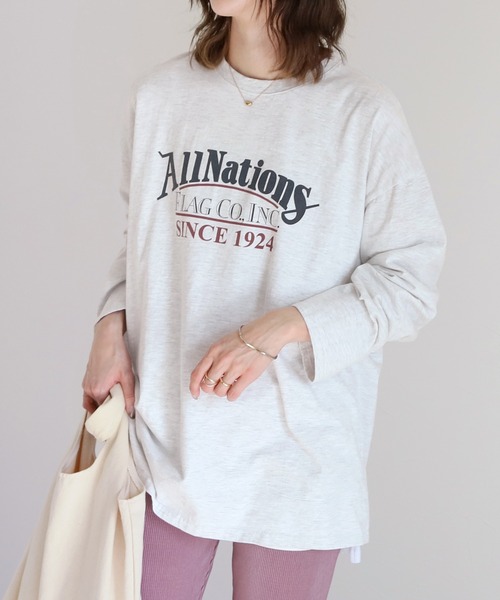 reca（レカ）の「ウォッシュ加工ロゴ入りロンT（Tシャツ/カットソー・レディース・グレー系その他/ホワイト/グレー・FREE）」の3枚目の写真