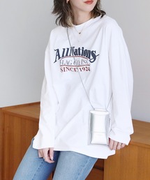 ウォッシュ加工ロゴ入りロンT