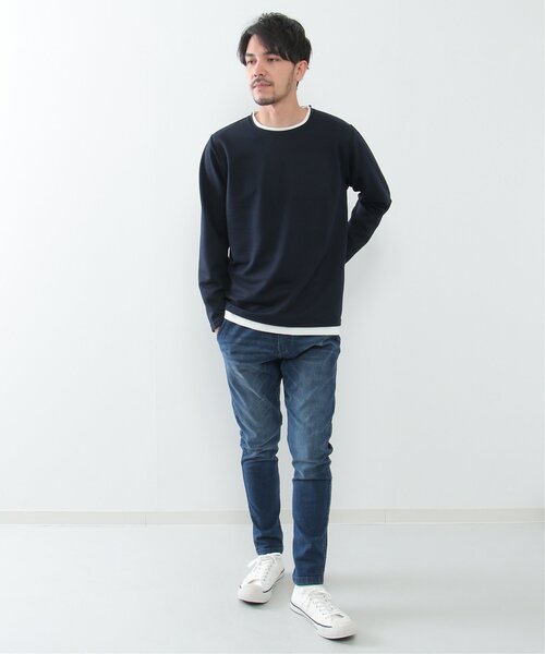 ikka（イッカ）の「パイナップルレイヤードロンＴ（Tシャツ/カットソー・メンズ・ベージュ/ネイビー/ブルー/グリーン・S/M/L/XL）」の12枚目の写真