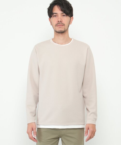 ikka（イッカ）の「パイナップルレイヤードロンＴ（Tシャツ/カットソー・メンズ・ベージュ/ネイビー/ブルー/グリーン・S/M/L/XL）」の17枚目の写真