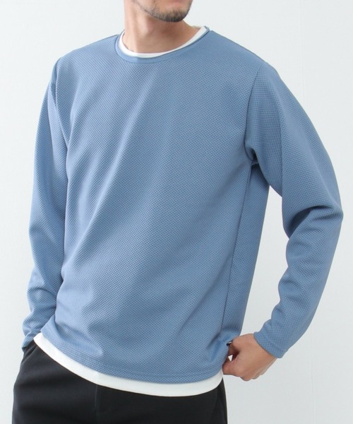 ikka（イッカ）の「パイナップルレイヤードロンＴ（Tシャツ/カットソー・メンズ・ベージュ/ネイビー/ブルー/グリーン・S/M/L/XL）」の4枚目の写真