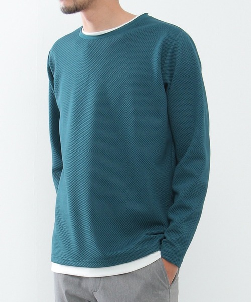 ikka（イッカ）の「パイナップルレイヤードロンＴ（Tシャツ/カットソー・メンズ・ベージュ/ネイビー/ブルー/グリーン・S/M/L/XL）」の2枚目の写真