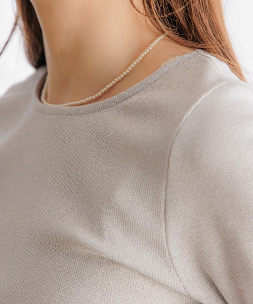 flower（フラワー）の「スパークルトップ（Tシャツ/カットソー・レディース・ベージュ/シルバー・FREE）」の9枚目の写真