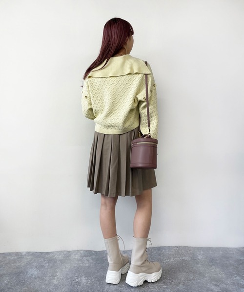 179/WG(イチナナキュウダブルジー)の「2WAYハーフジップショートニット(ニット/セーター・レディース・グリーン/イエロー/グレー/オフホワイト・FREE)」の20枚目の写真