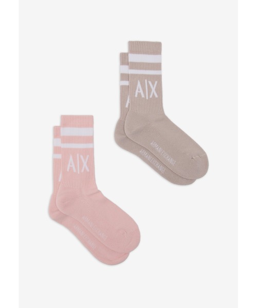 ARMANI EXCHANGE(アルマーニエクスチェンジ)の「【A|X アルマーニ エクスチェンジ】A|Xロゴソックス(2足セット)_ウィメンズ(ソックス/靴下・レディース・ホワイト系/アイボリー系/ブラック×ホワイト/ホワイト×ピンク/ホワイト×レッド/ブラック×ピンク・FREE)」の6枚目の写真