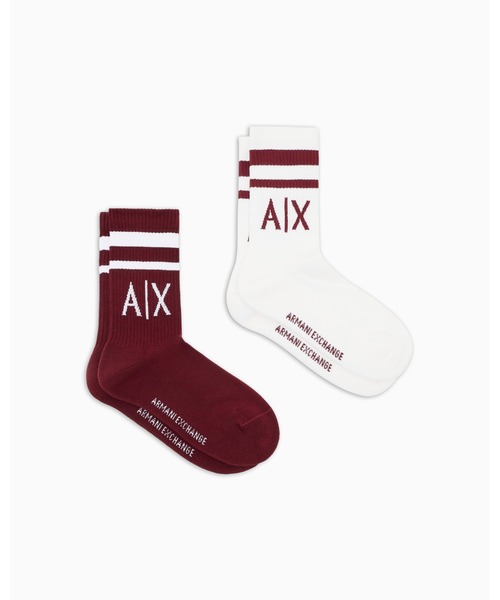 Armani Exchange A/X ロゴ 100％コットン ソックス 2足セット A|X アルマーニ エクスチェンジ】A|Xロゴソックス（2足セット