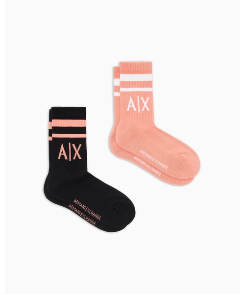 Armani Exchange A/X ロゴ 100％コットン ソックス 2足セット A|X アルマーニ エクスチェンジ】A|Xロゴソックス（2足セット