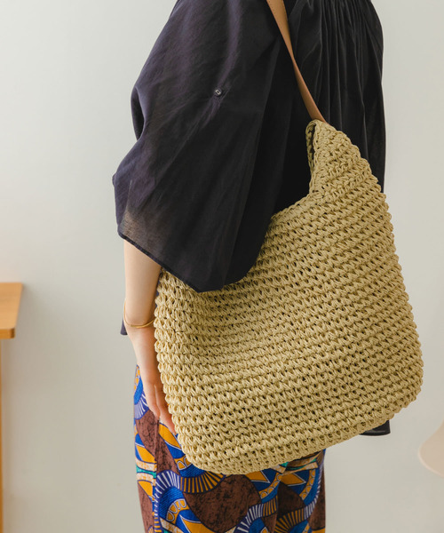 URBAN RESEARCH（アーバンリサーチ）の「ワンハンドルペーパートート（かごバッグ・レディース・ナチュラル/キャメル・ONE）」の7枚目の写真