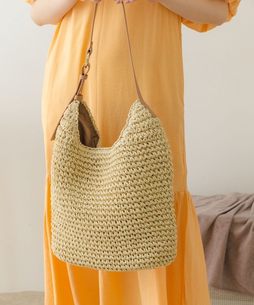 URBAN RESEARCH（アーバンリサーチ）の「ワンハンドルペーパートート（かごバッグ・レディース・ナチュラル/キャメル・ONE）」の12枚目の写真