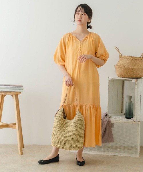 URBAN RESEARCH（アーバンリサーチ）の「ワンハンドルペーパートート（かごバッグ・レディース・ナチュラル/キャメル・ONE）」の14枚目の写真