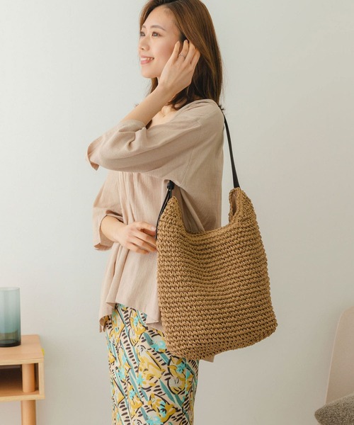 URBAN RESEARCH（アーバンリサーチ）の「ワンハンドルペーパートート（かごバッグ・レディース・ナチュラル/キャメル・ONE）」の22枚目の写真