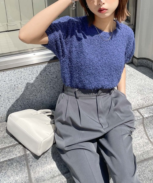 Chillfar(チルファー)の「サマーモールニットトップス(ニット/セーター・レディース・アイボリー/ブルー/モカ/チャコール・FREE)」の4枚目の写真