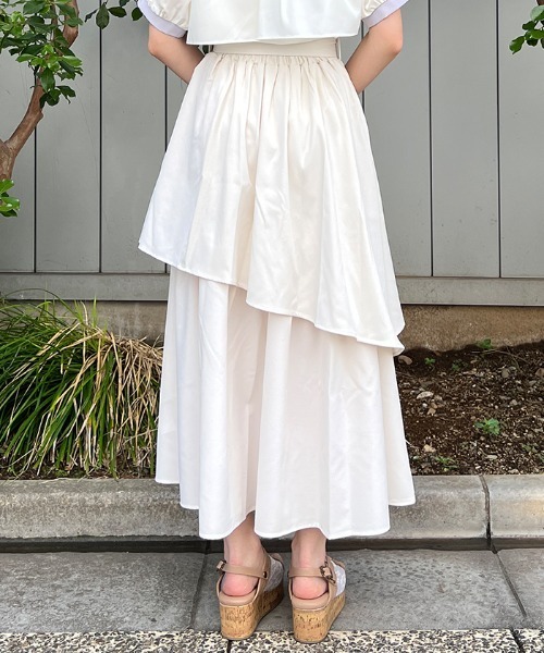 axes femme（アクシーズファム）の「アシメティアードロングスカート（デニムスカート・レディース・ネイビー/ベージュ/ブラック/ホワイト・FREE）」の12枚目の写真