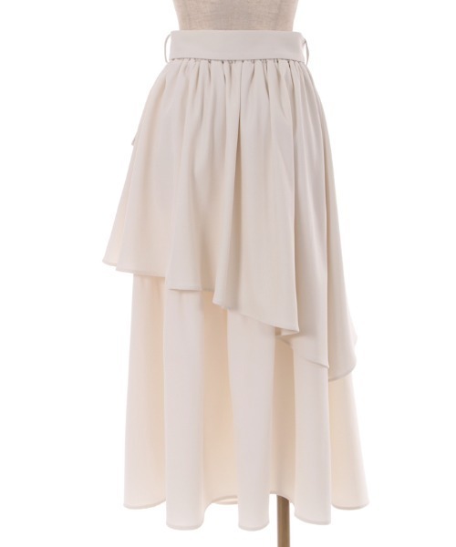 ★ ベージュ アシメ ティアード フレアー リメイク デニム スカート★ ☆ ベージュ アシメ ティアード フレアー リメイク デニム