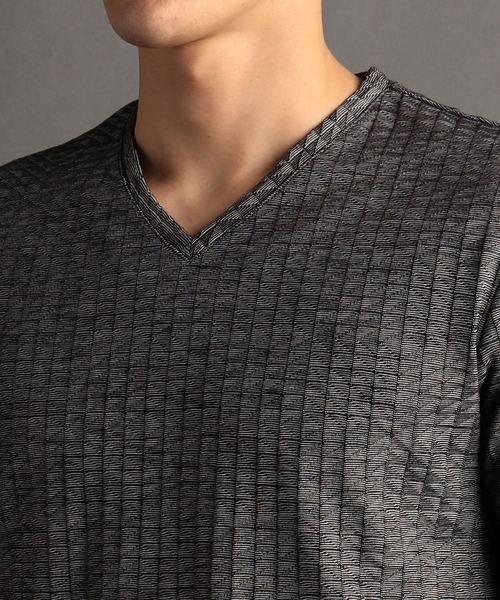 MONSIEUR NICOLE（ムッシュニコル）の「【canal deux Luxe】ジオメトリック VネックTシャツ（Tシャツ/カットソー・メンズ・ホワイト/グレー/ネイビー・MEDIUM/LARGE/XX-LARGE/X-LARGE）」の14枚目の写真