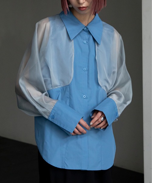 VACANCY（ヴァカンシー）の「袖シアースキンアウトシャツ（シャツ/ブラウス・レディース・ホワイト/ブルー・FREE）」の20枚目の写真