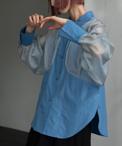 VACANCY（ヴァカンシー）の「袖シアースキンアウトシャツ（シャツ/ブラウス・レディース・ホワイト/ブルー・FREE）」の22枚目の写真