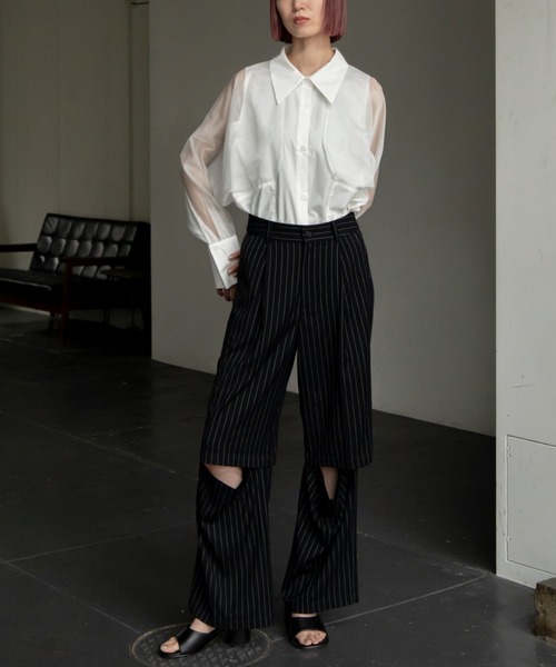 VACANCY（ヴァカンシー）の「袖シアースキンアウトシャツ（シャツ/ブラウス・レディース・ホワイト/ブルー・FREE）」の16枚目の写真