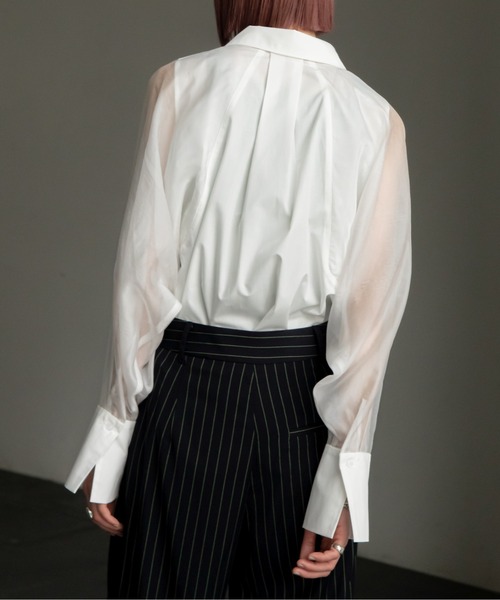 VACANCY（ヴァカンシー）の「袖シアースキンアウトシャツ（シャツ/ブラウス・レディース・ホワイト/ブルー・FREE）」の19枚目の写真