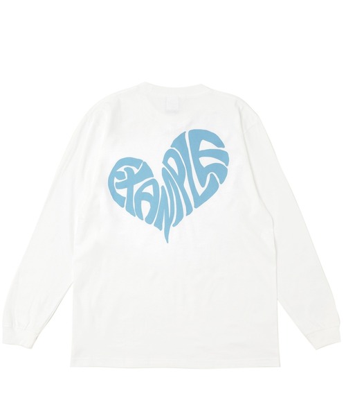 EXAMPLE（エグザンプル）の「《ZOZO LIMITED》EXAMPLE HEART LOGO L/S TEE（Tシャツ/カットソー・メンズ・ホワイト×レッド/ホワイト×ブルー/ホワイト×ブラック/ブラック×ホワイト/ブラック系その他/ブラック×パープル/ブラック×グリーン/ホワイト×イエロー・M/L/XL/XXL）」の3枚目の写真