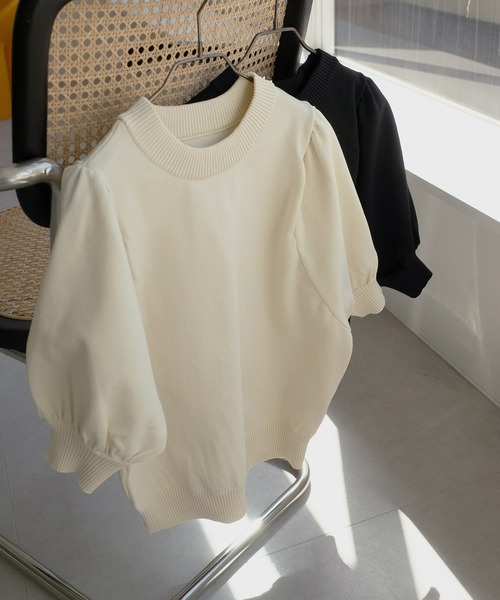 MIELI INVARIANT（ミエリインヴァリアント）の「Puff Knit Pullover（ニット/セーター・レディース・ブラック/アイボリー・FREE）」の8枚目の写真