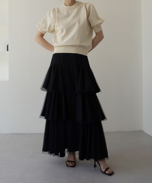 MIELI INVARIANT（ミエリインヴァリアント）の「Puff Knit Pullover（ニット/セーター・レディース・ブラック/アイボリー・FREE）」の18枚目の写真