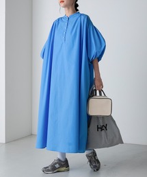 forksy. | 【forksy.】パールボタンバルーンスリーブ半袖ワンピース(シャツワンピース)