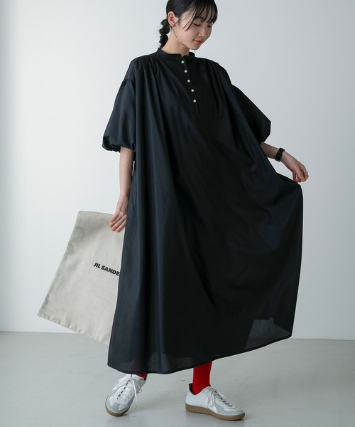 forksy.（フォルクシー）の「【forksy.】パールボタンバルーンスリーブ半袖ワンピース（シャツワンピース・レディース・ブルー/ブラック・FREE）」の16枚目の写真