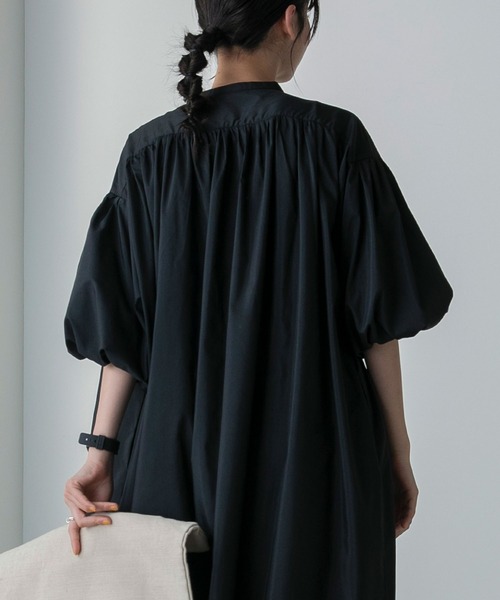 forksy.（フォルクシー）の「【forksy.】パールボタンバルーンスリーブ半袖ワンピース（シャツワンピース・レディース・ブルー/ブラック・FREE）」の18枚目の写真