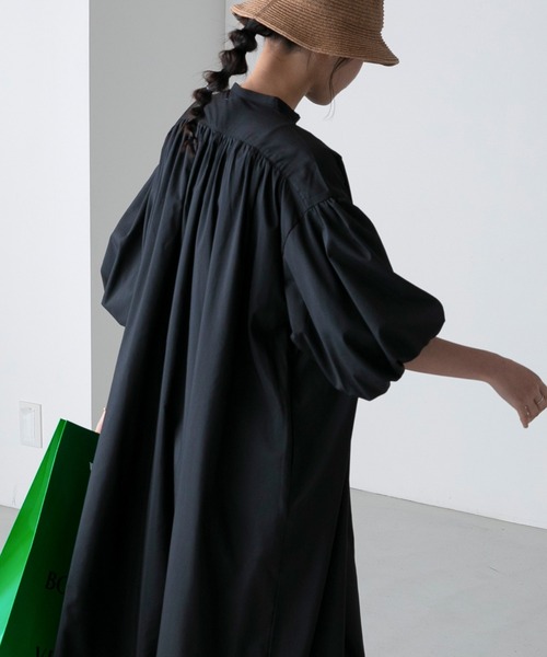 forksy.（フォルクシー）の「【forksy.】パールボタンバルーンスリーブ半袖ワンピース（シャツワンピース・レディース・ブルー/ブラック・FREE）」の9枚目の写真