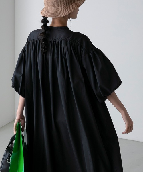 forksy.（フォルクシー）の「【forksy.】パールボタンバルーンスリーブ半袖ワンピース（シャツワンピース・レディース・ブルー/ブラック・FREE）」の11枚目の写真