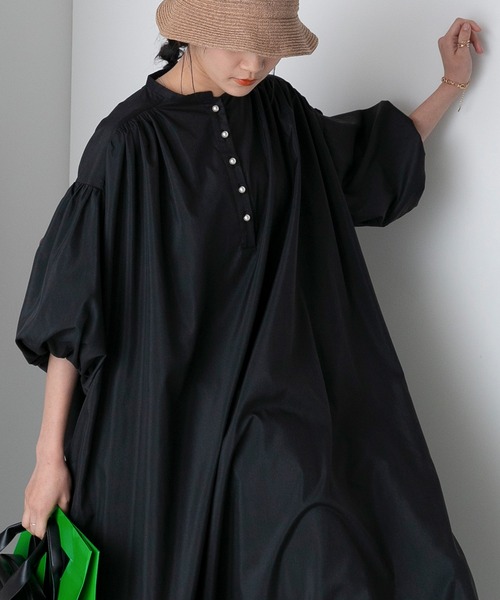 forksy.（フォルクシー）の「【forksy.】パールボタンバルーンスリーブ半袖ワンピース（シャツワンピース・レディース・ブルー/ブラック・FREE）」の12枚目の写真