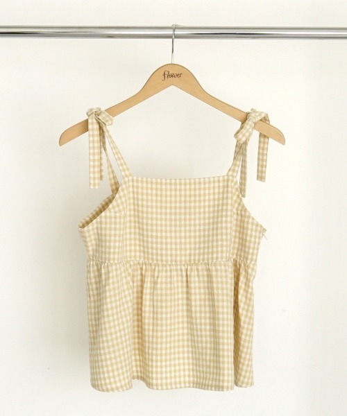flower(フラワー)の「プレイフルチェックビスチェ(キャミソール・レディース・ブラック/ベージュ・FREE)」の14枚目の写真