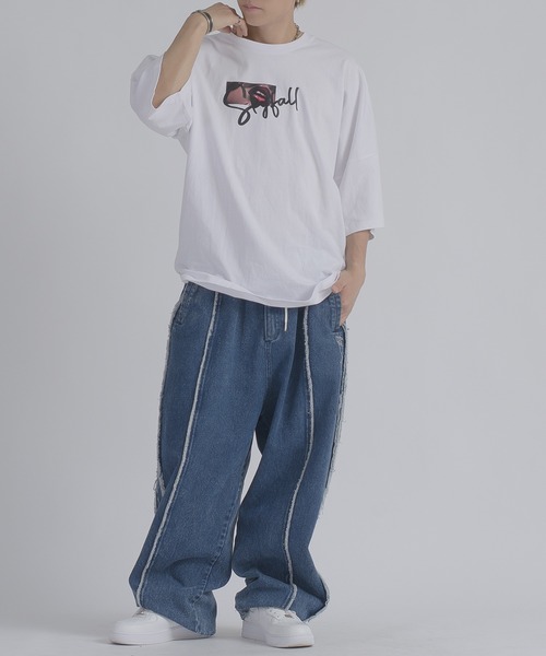 RE730(アールイーセブンサーティー)の「RE730 ビッグシルエットドルマンTシャツ セクシーなリッププリント(Tシャツ/カットソー・メンズ・ブラック/オフホワイト・MEDIUM/LARGE/X-LARGE)」の19枚目の写真
