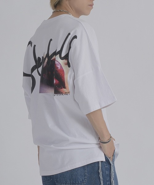 RE730(アールイーセブンサーティー)の「RE730 ビッグシルエットドルマンTシャツ セクシーなリッププリント(Tシャツ/カットソー・メンズ・ブラック/オフホワイト・MEDIUM/LARGE/X-LARGE)」の16枚目の写真
