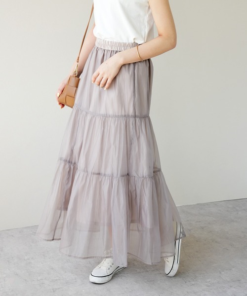 IAMUSE（アイアミューズ）の「シアーレイヤードティアードスカート S0998【IAMUSE】（スカート・レディース・ブラック/グレイッシュベージュ/アイボリー・FREE）」の3枚目の写真