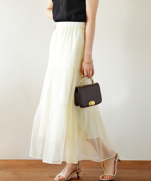 IAMUSE（アイアミューズ）の「シアーレイヤードティアードスカート S0998【IAMUSE】（スカート・レディース・ブラック/グレイッシュベージュ/アイボリー・FREE）」の14枚目の写真