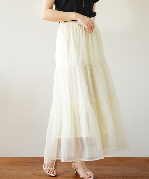 IAMUSE（アイアミューズ）の「シアーレイヤードティアードスカート S0998【IAMUSE】（スカート・レディース・ブラック/グレイッシュベージュ/アイボリー・FREE）」の13枚目の写真