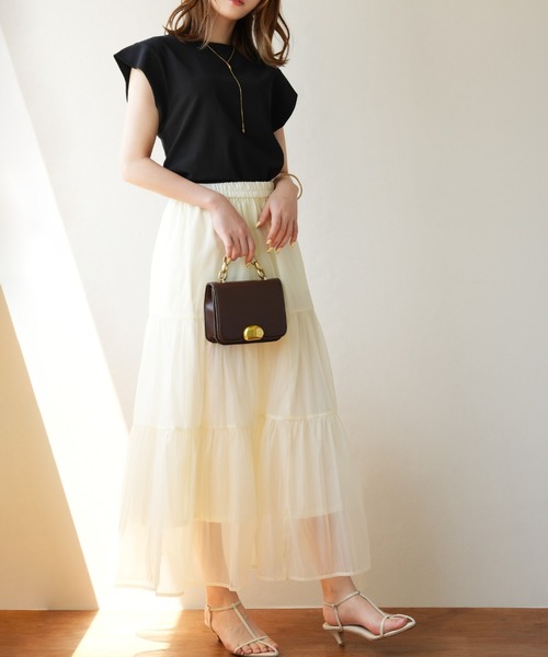 IAMUSE（アイアミューズ）の「シアーレイヤードティアードスカート S0998【IAMUSE】（スカート・レディース・ブラック/グレイッシュベージュ/アイボリー・FREE）」の10枚目の写真