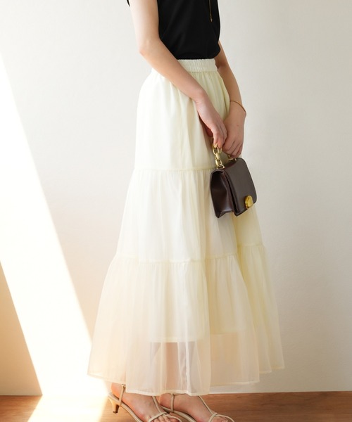 IAMUSE（アイアミューズ）の「シアーレイヤードティアードスカート S0998【IAMUSE】（スカート・レディース・ブラック/グレイッシュベージュ/アイボリー・FREE）」の11枚目の写真